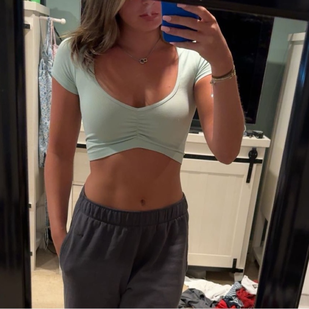 Women's Light Green Crop Top